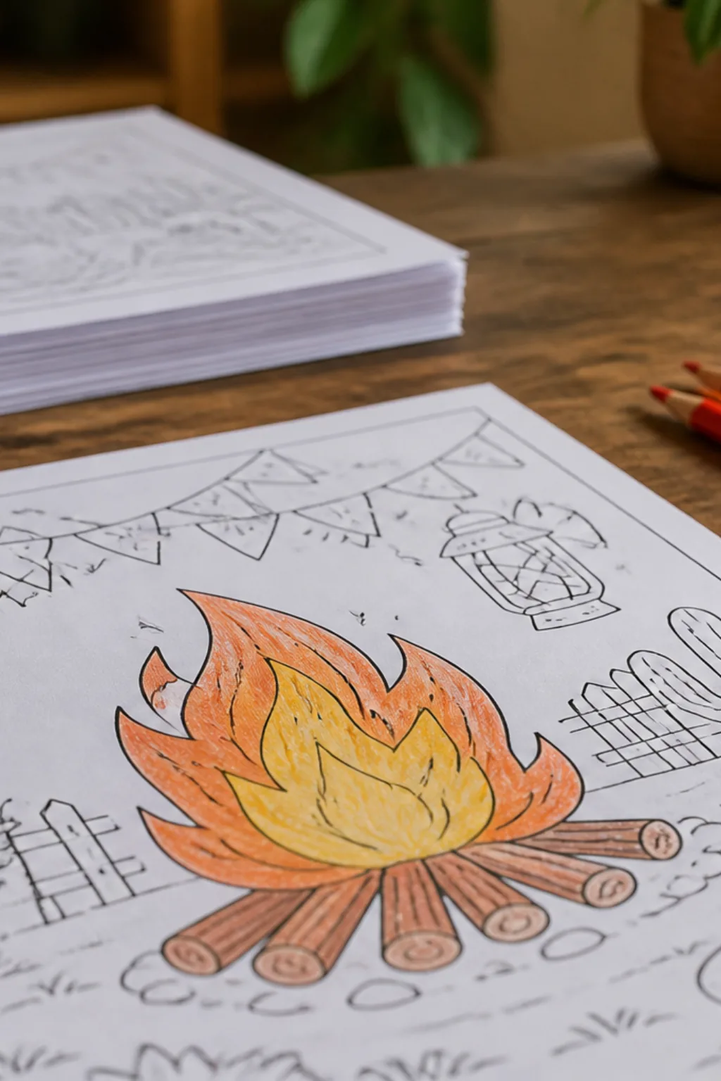 desenhos de fogueira de festa junina para colorir - 2