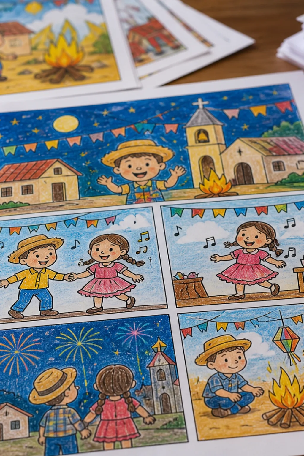histórias em quadrinhos de festa junina para colorir - 2