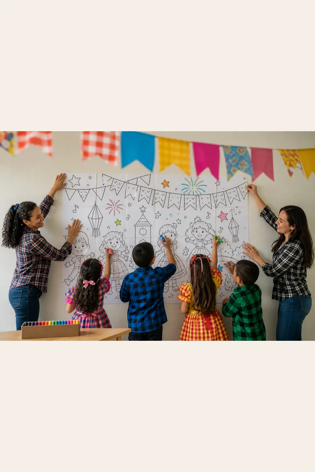 painel de festa junina para colorir - 1