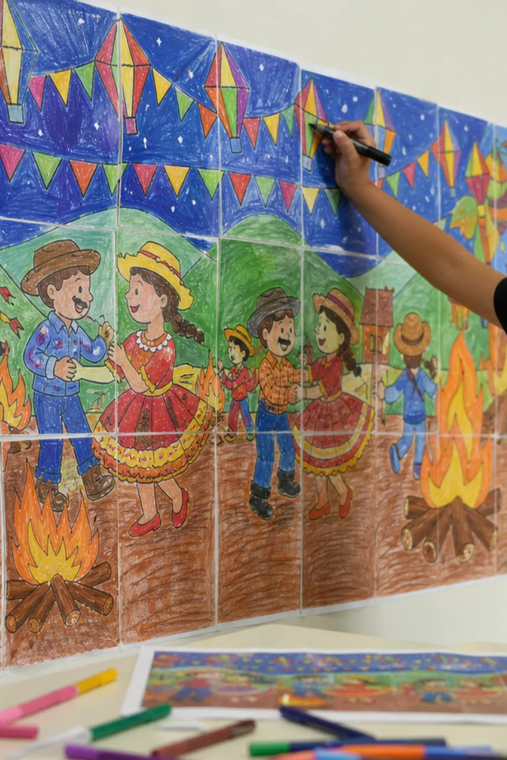 painel de festa junina para colorir - 2