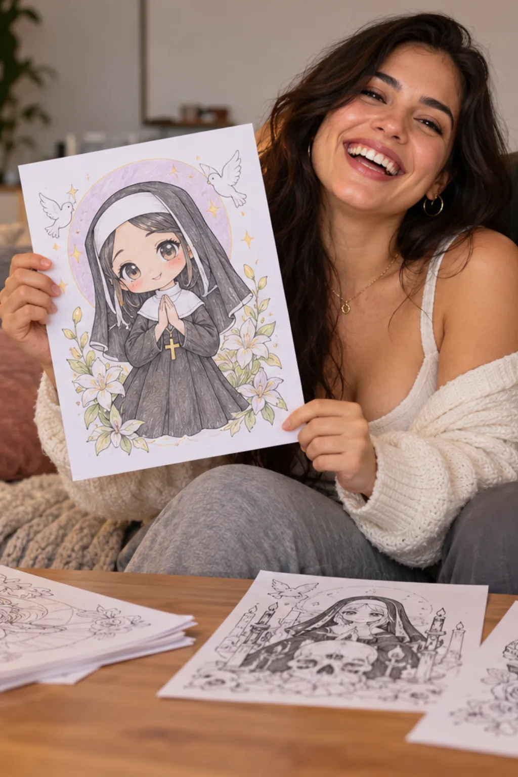 desenhos do filme A Freira para colorir — exemplo criado na Desenhos pra Colorir