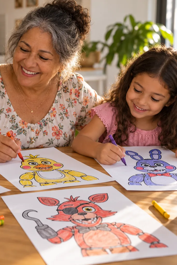 desenhos dos animatrônicos Toy de Five Nights at Freddy's para colorir — exemplo criado na Desenhos pra Colorir