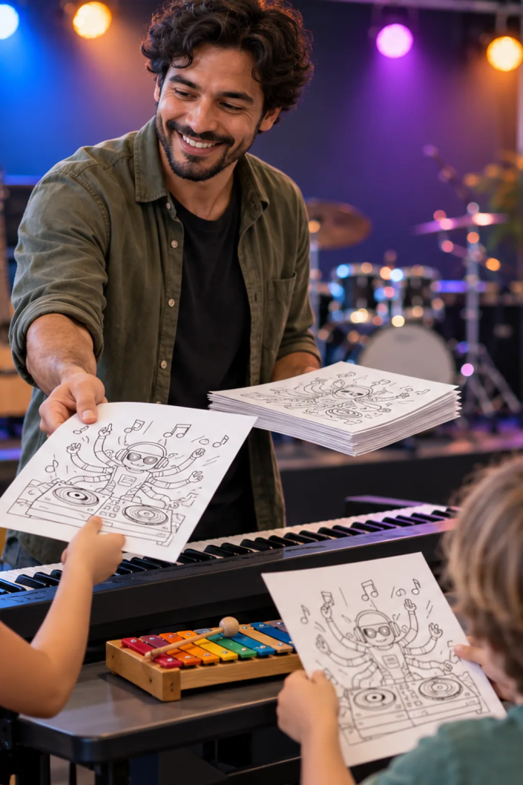 desenhos do DJ Music Man de Five Nights at Freddy's para colorir — exemplo criado na Desenhos pra Colorir