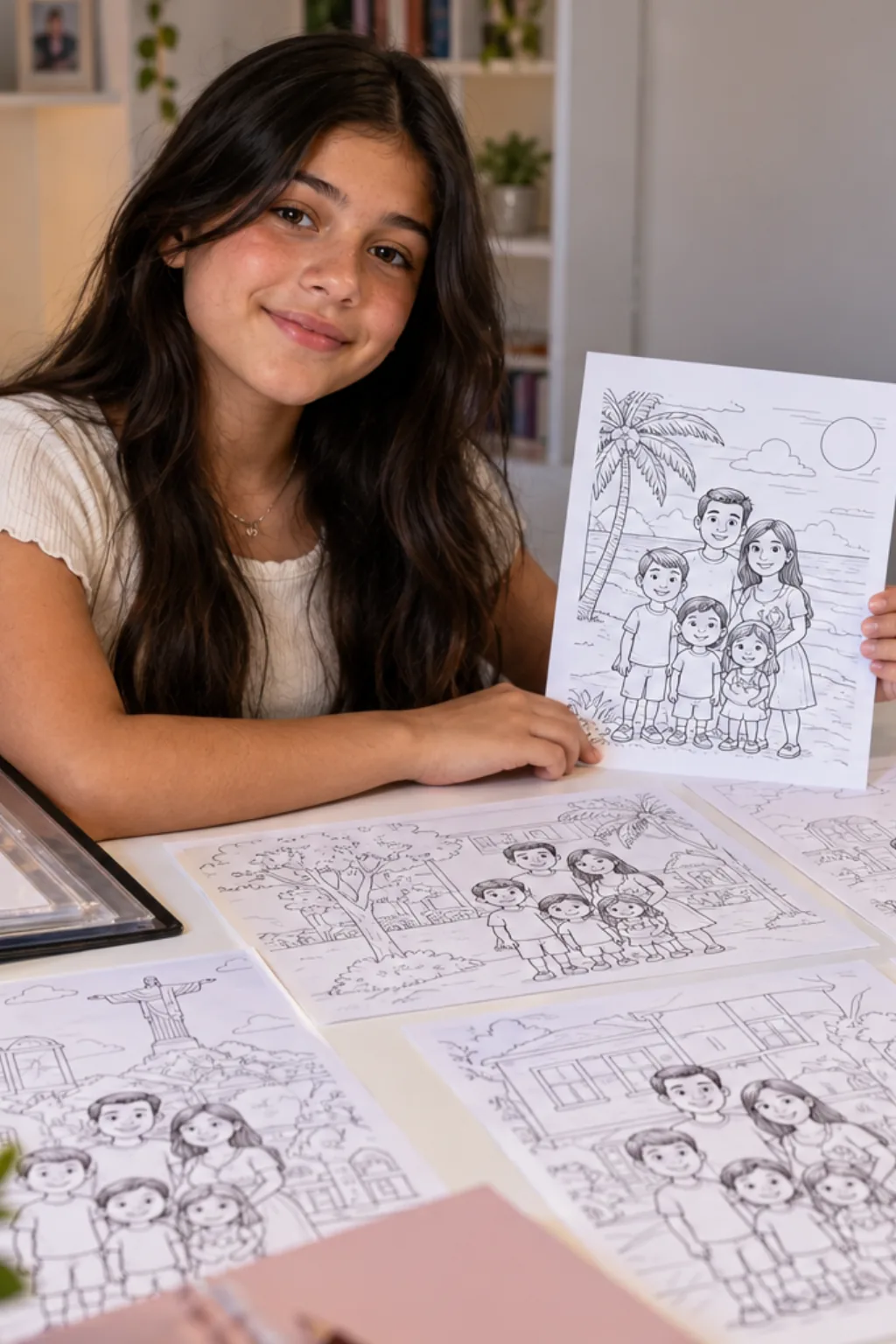 desenhos da família Afton de Five Nights at Freddy's para colorir — exemplo criado na Desenhos pra Colorir