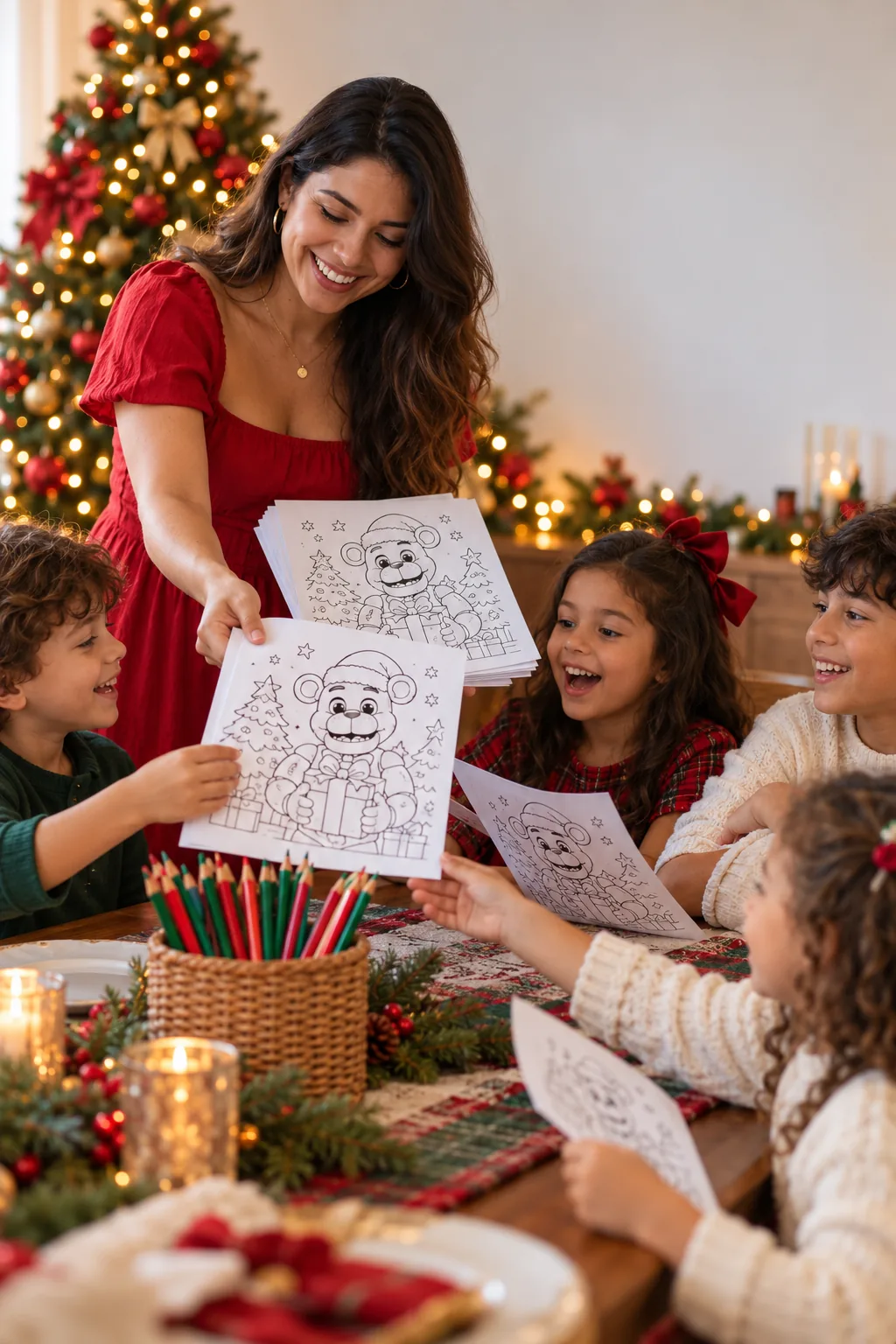 desenhos de Five Nights at Freddy's com tema de Natal para colorir — exemplo criado na Desenhos pra Colorir