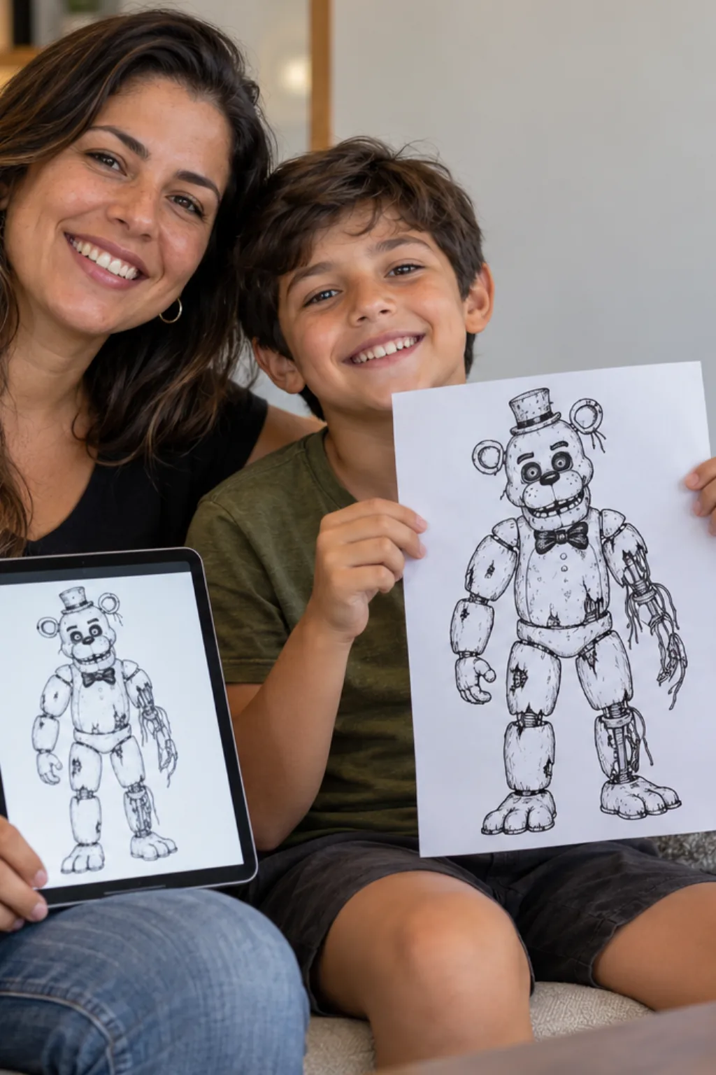 desenhos do Withered Freddy de Five Nights at Freddy's para colorir — exemplo criado na Desenhos pra Colorir