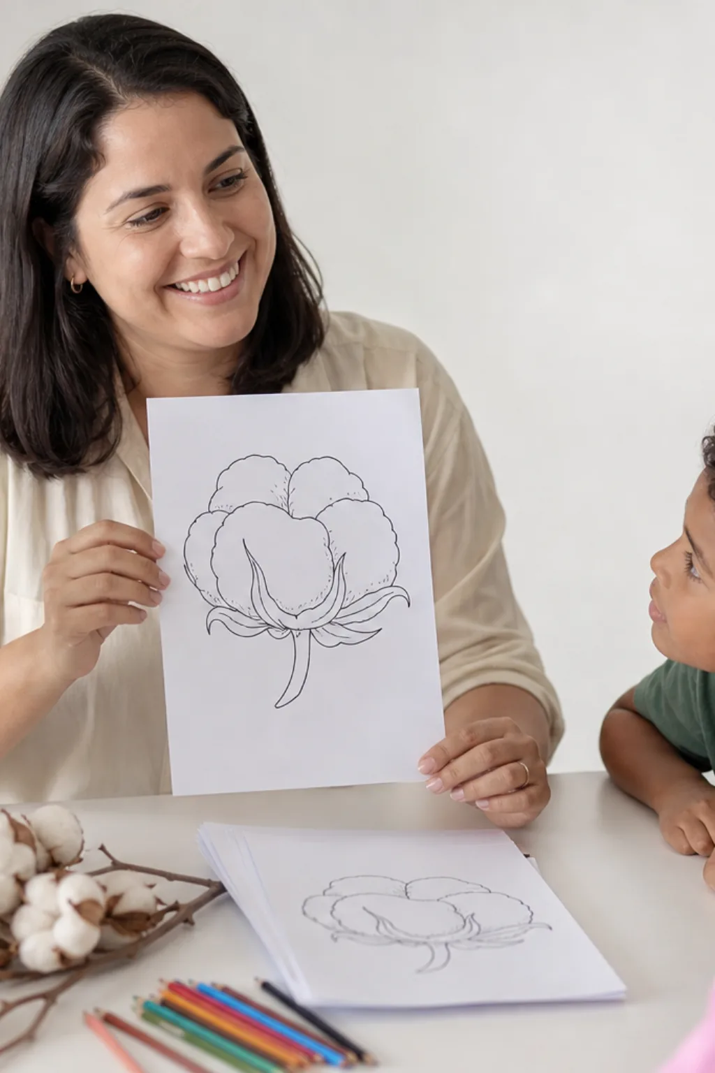 desenhos de flor de algodão para colorir - 1