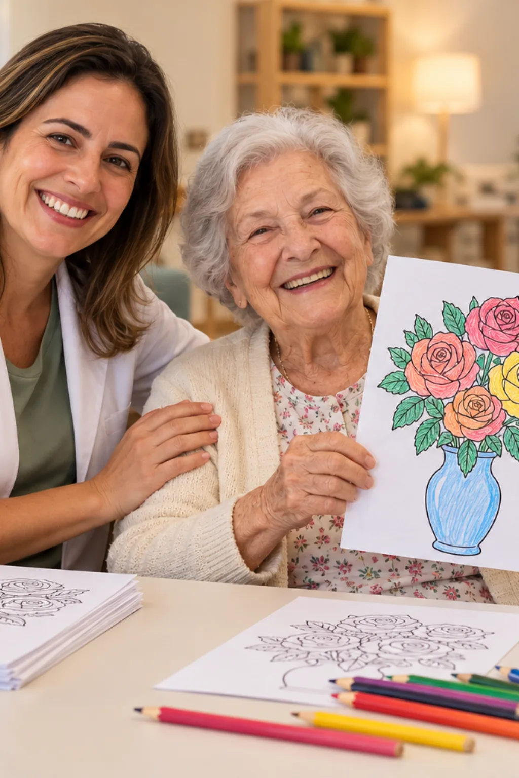desenho de arranjo de flores para colorir — exemplo criado na Desenhos pra Colorir
