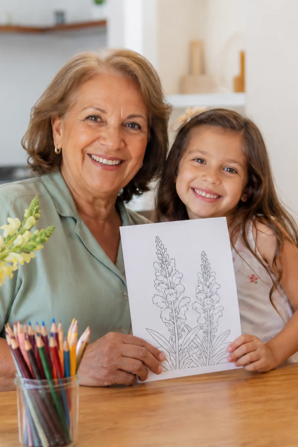 desenhos de bocas-de-leão para colorir — exemplo criado na Desenhos pra Colorir