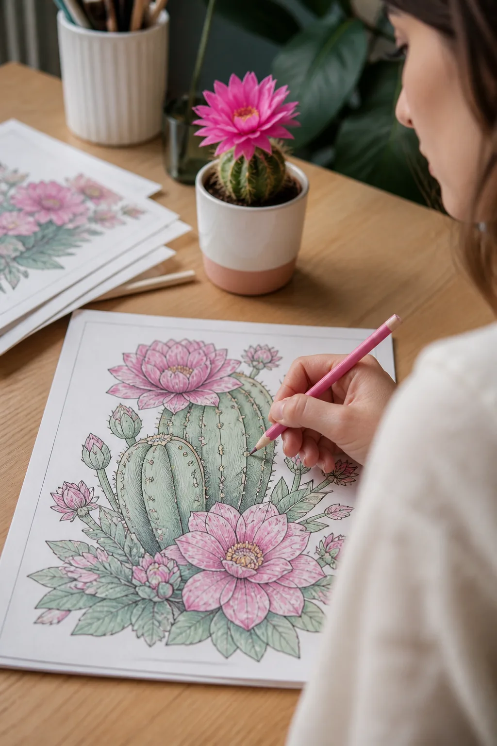 desenhos de flores de cacto para colorir - 2