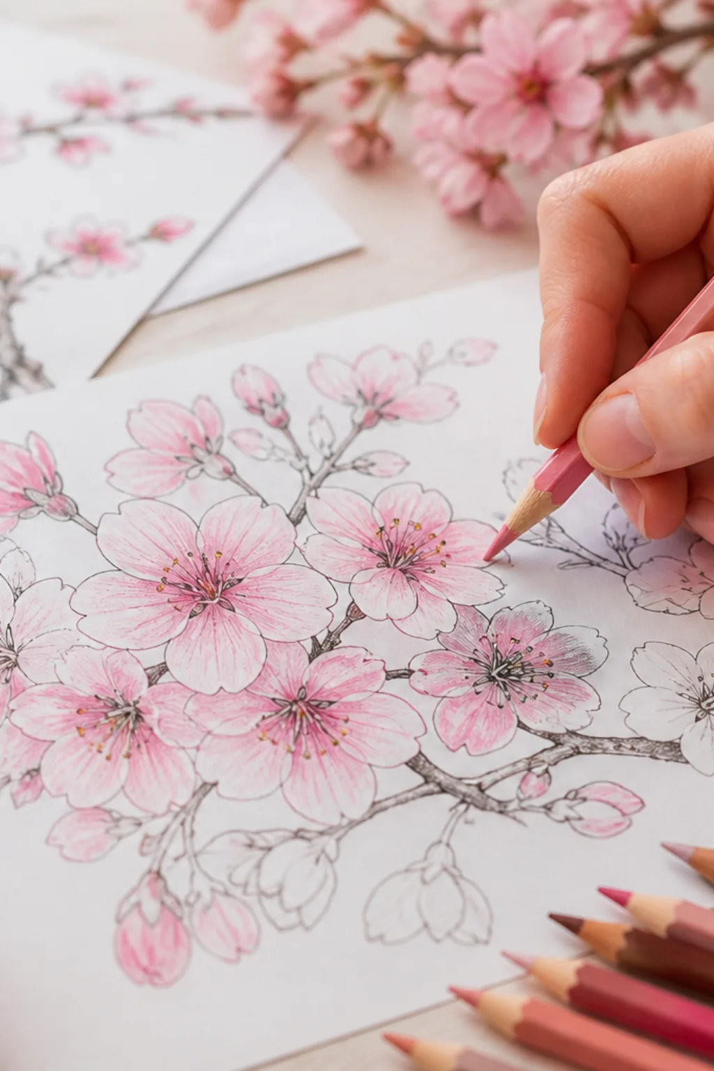 desenhos de flor de cerejeira para colorir - 2