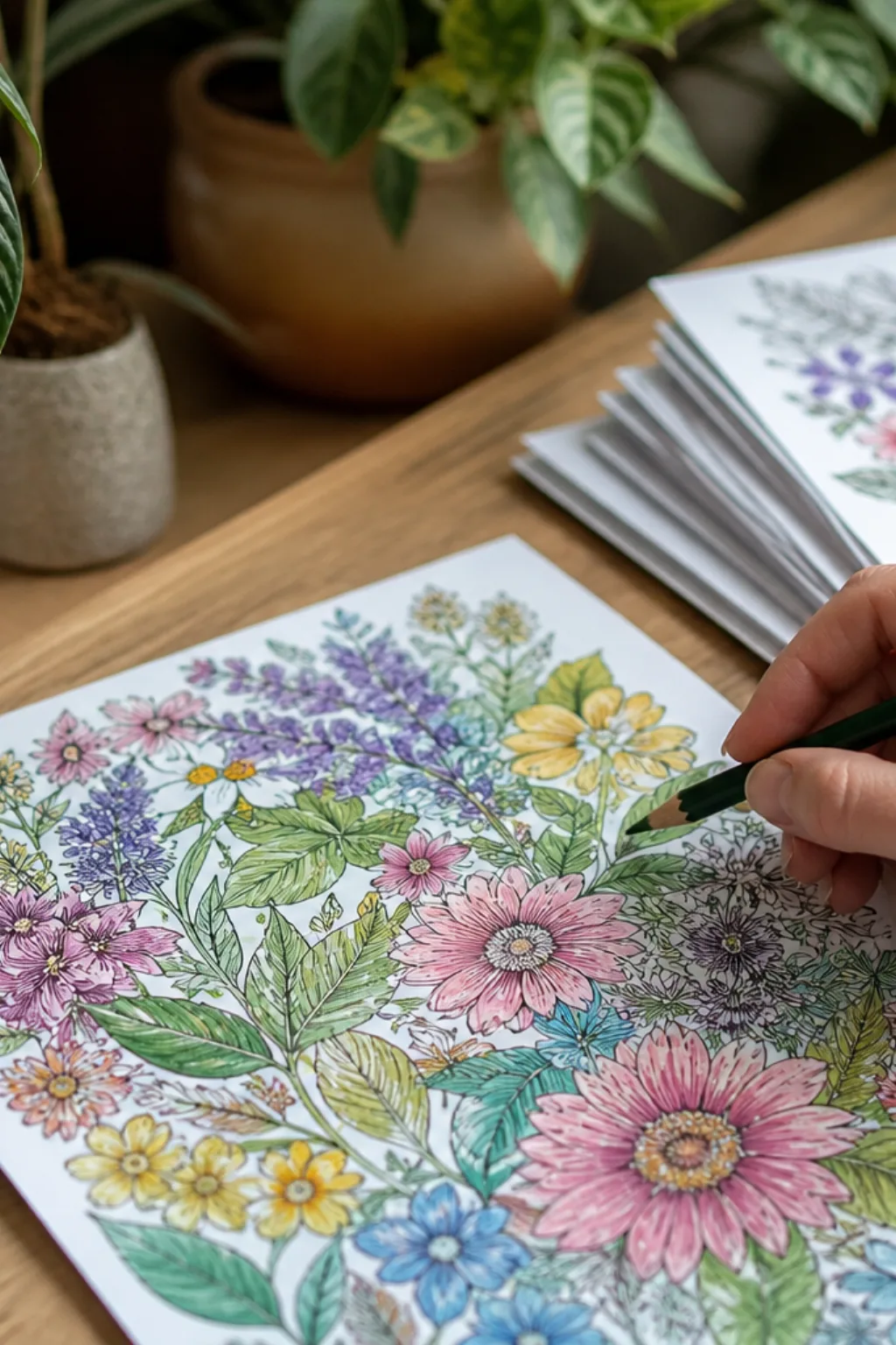 desenhos de flores e folhas para colorir - 2