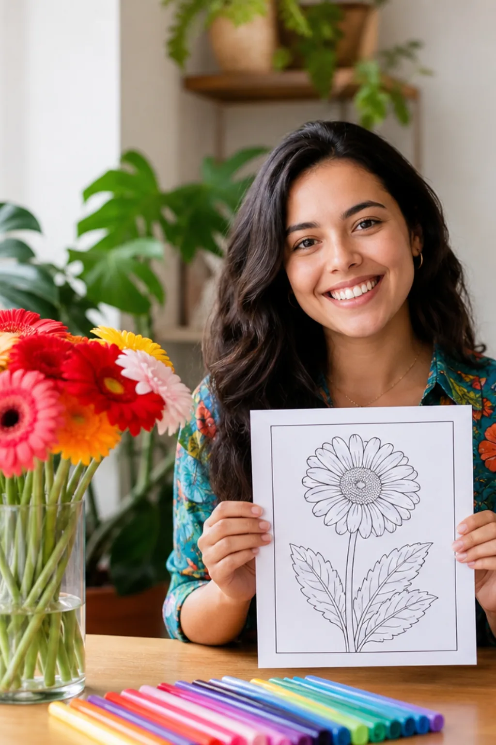 desenhos de gérberas para colorir - 1