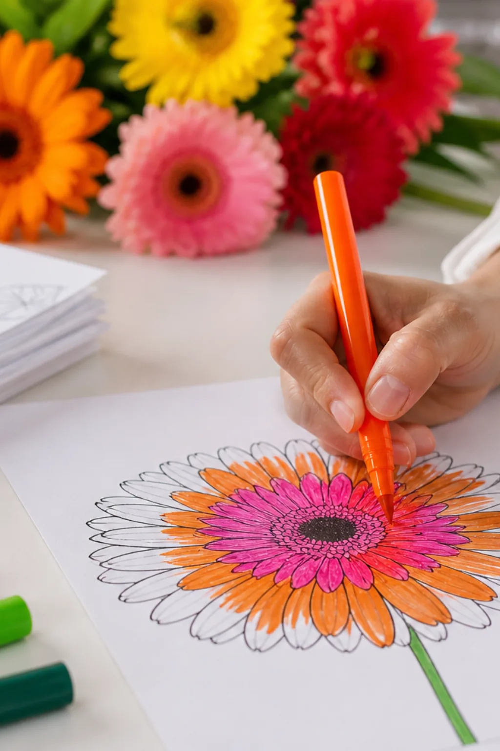 desenhos de gérberas para colorir - 2