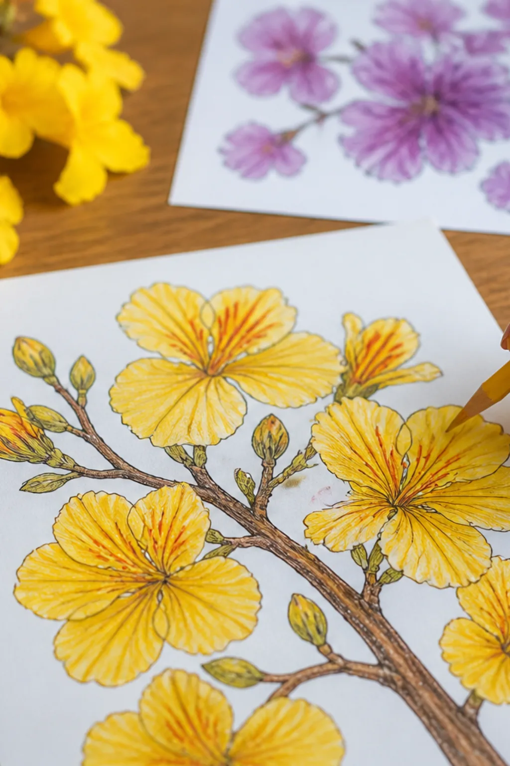 desenhos de flores de ipê para colorir - 2