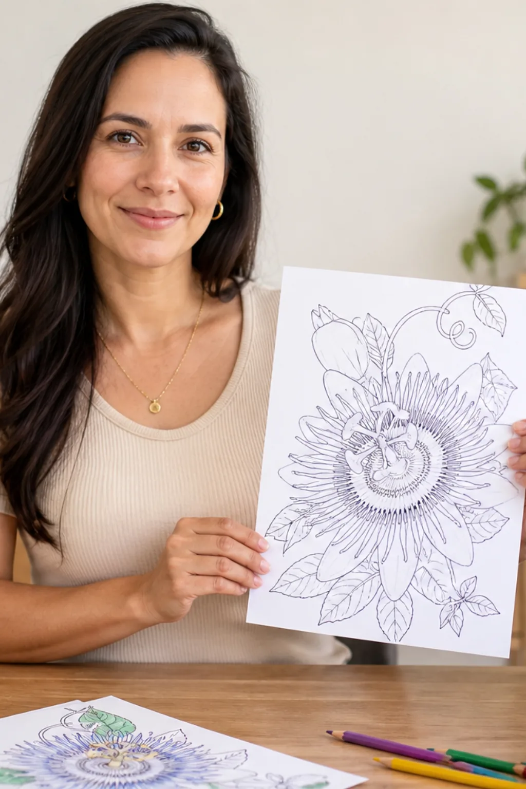 desenhos de flor de maracujá para colorir - 1