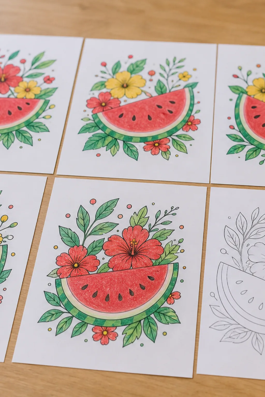 desenhos de flores da melancia para colorir - 2