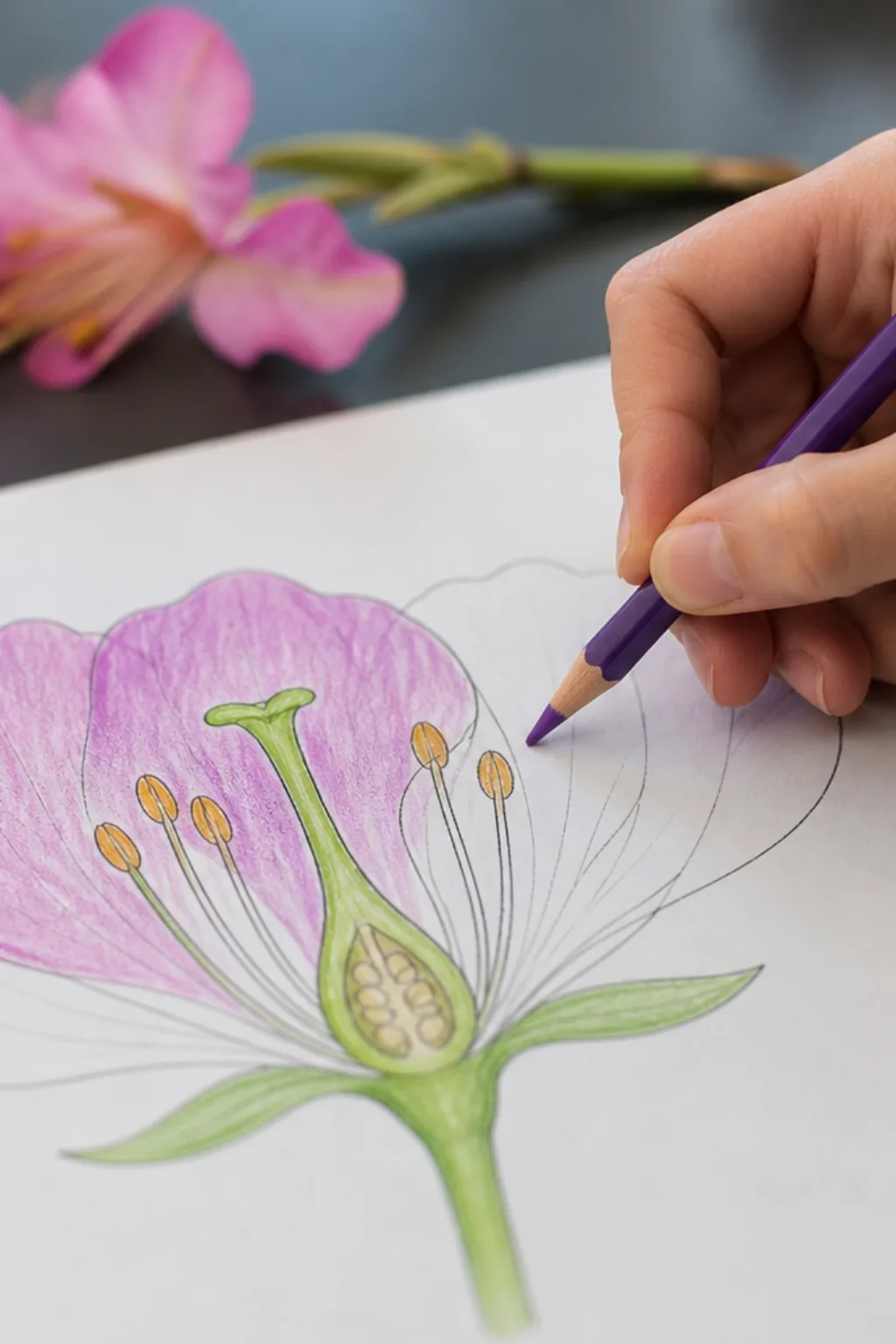 desenhos das partes da flor para colorir - 2