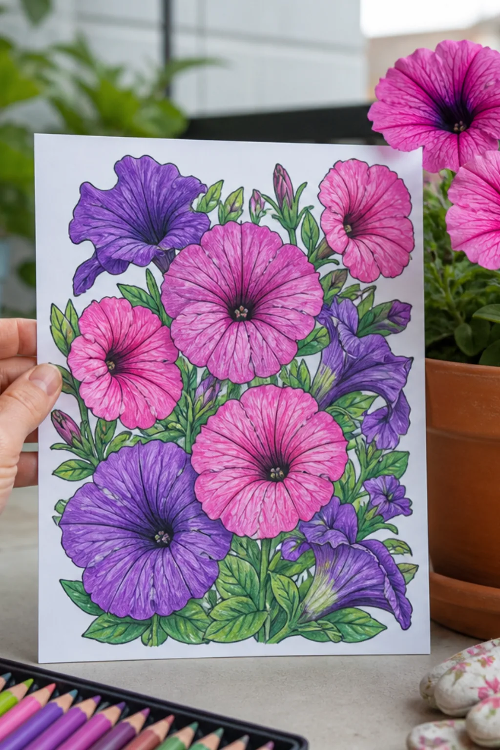 desenhos de petúnias para colorir - 2