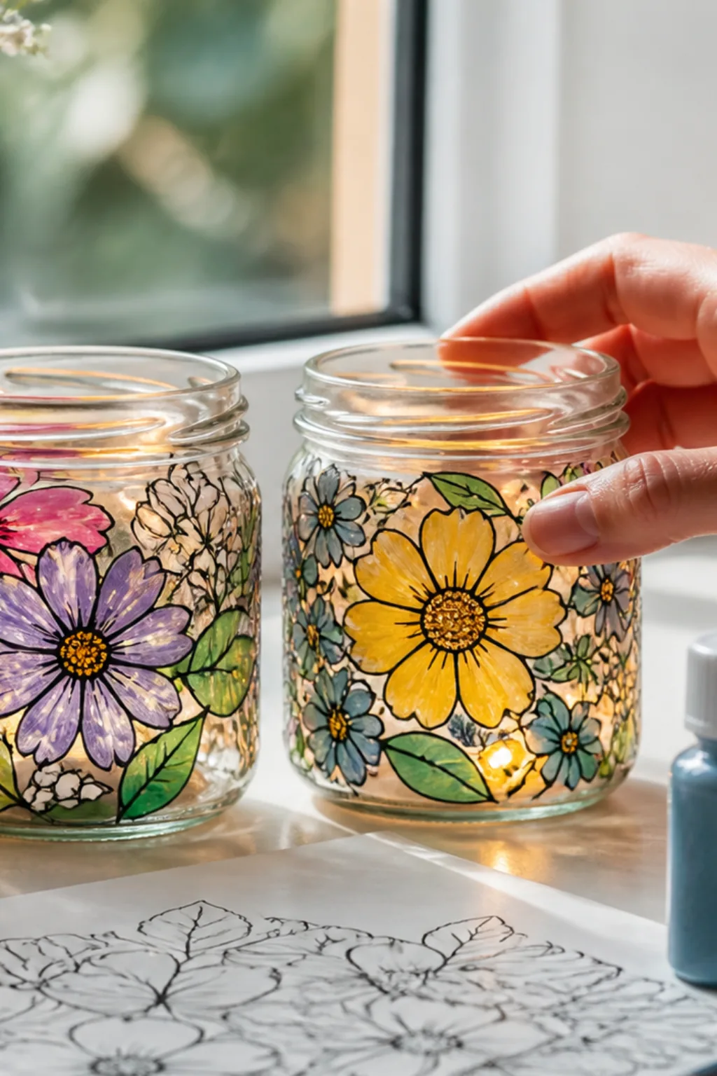 desenhos de flores para pintar em vidro - 2