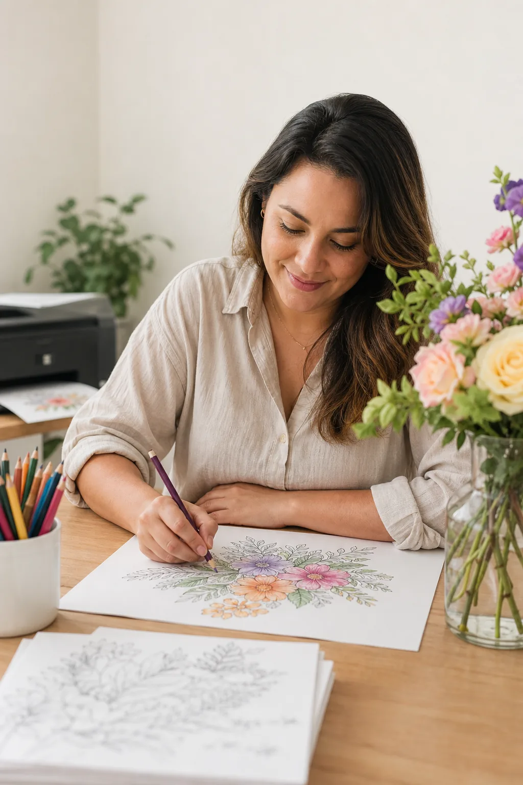 desenhos de ramos de flores para colorir - 1