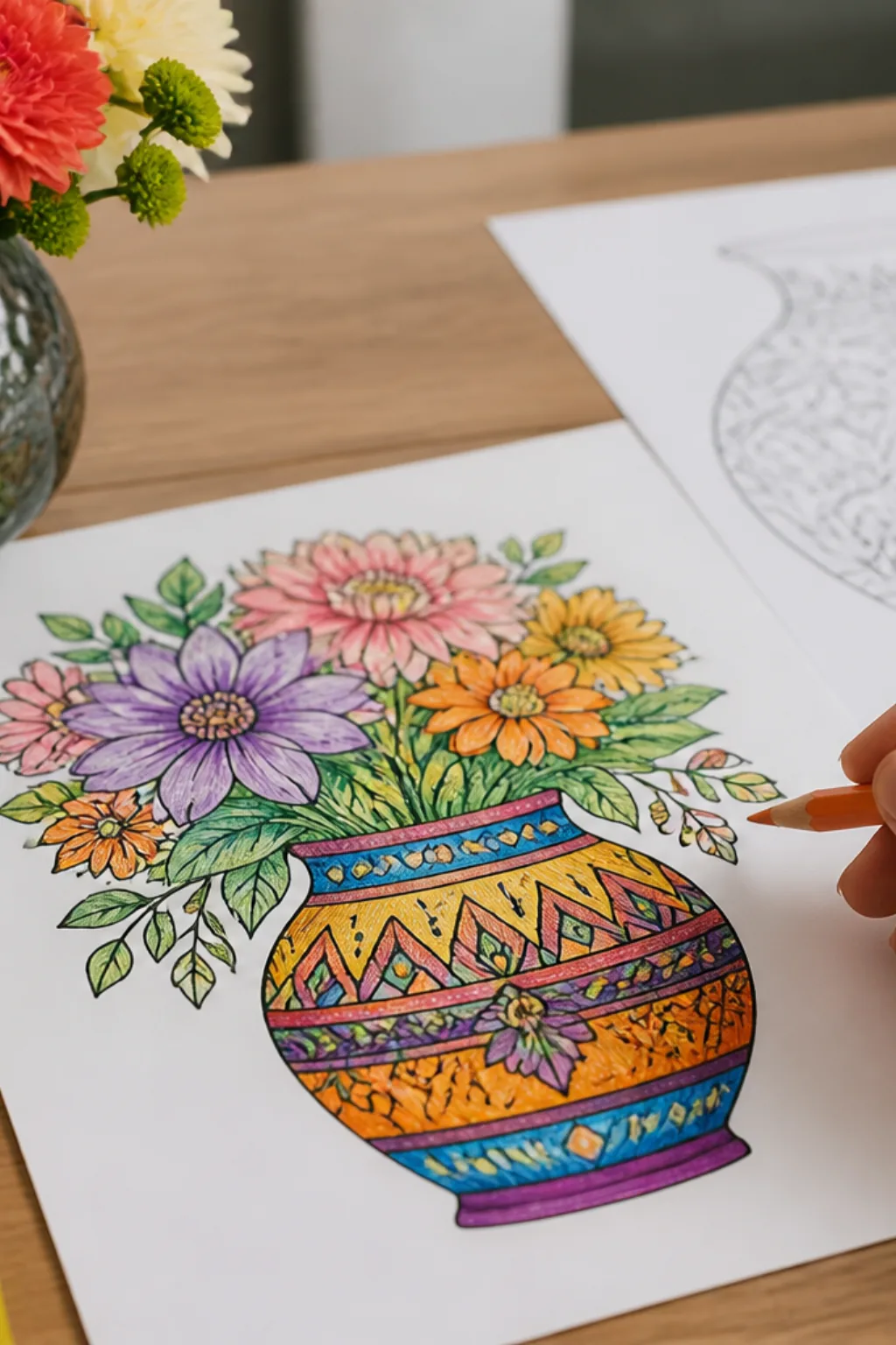 desenhos de vaso de flores para colorir - 2