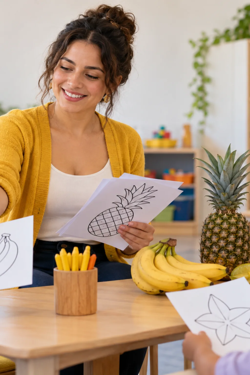 desenhos de frutas amarelas para colorir — exemplo criado na Desenhos pra Colorir