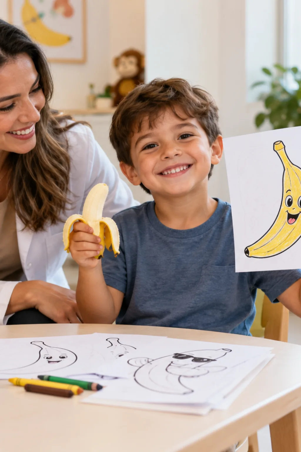 desenhos de banana para colorir — exemplo criado na Desenhos pra Colorir