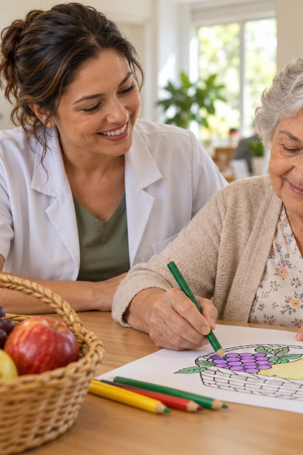 desenhos de cestas de frutas para colorir — exemplo criado na Desenhos pra Colorir