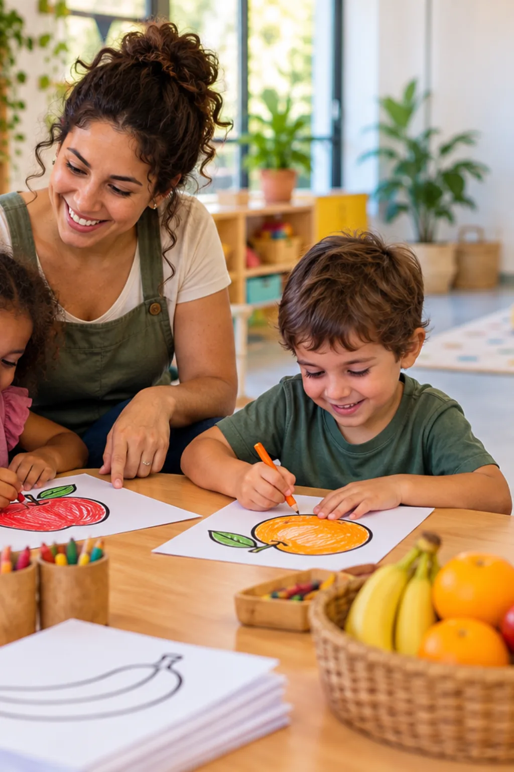 desenhos de frutas para colorir na educação infantil — exemplo criado na Desenhos pra Colorir