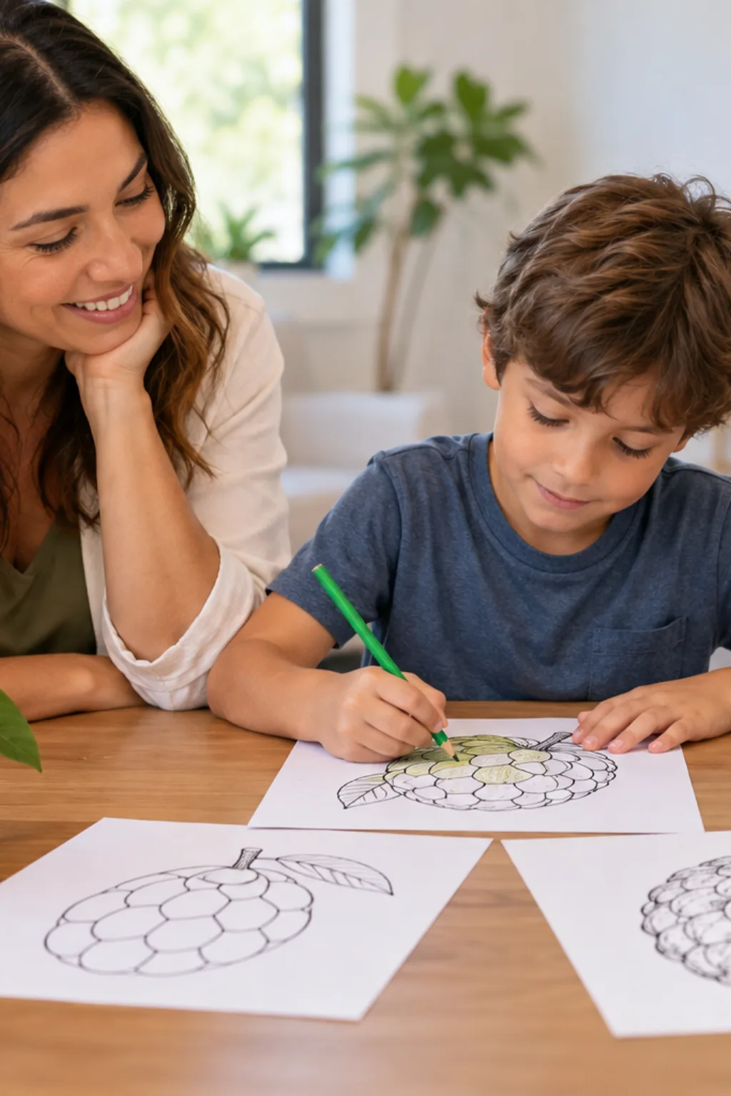desenhos de fruta-do-conde para colorir — exemplo criado na Desenhos pra Colorir