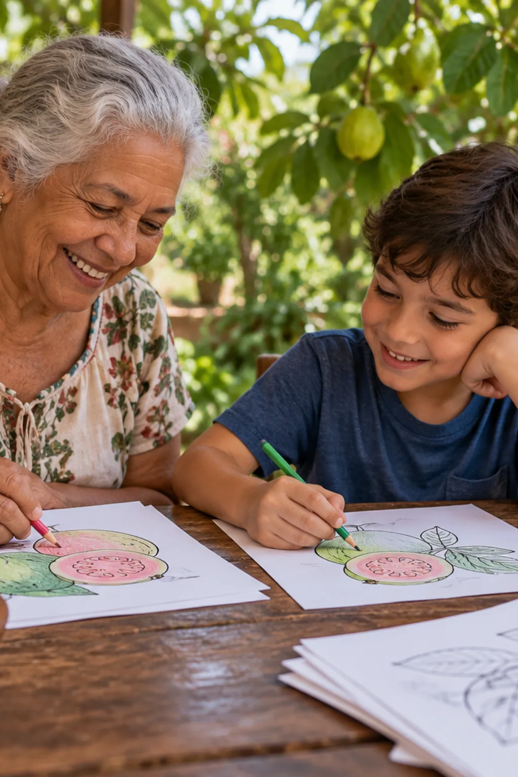 desenhos de goiaba para colorir — exemplo criado na Desenhos pra Colorir