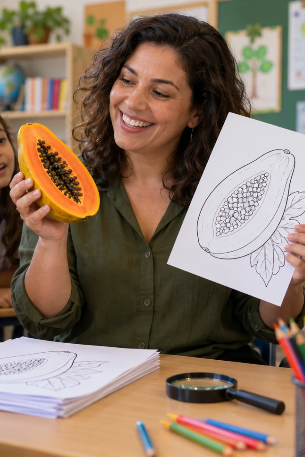 desenhos de mamão para colorir — exemplo criado na Desenhos pra Colorir