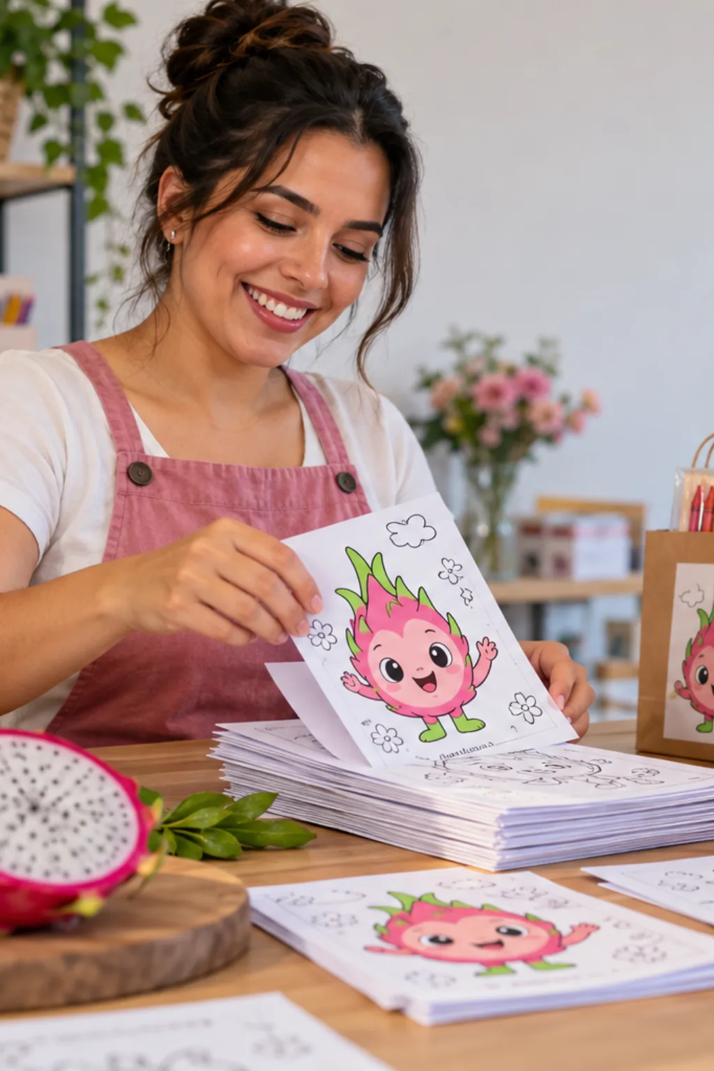desenho de pitaya para colorir — exemplo criado na Desenhos pra Colorir