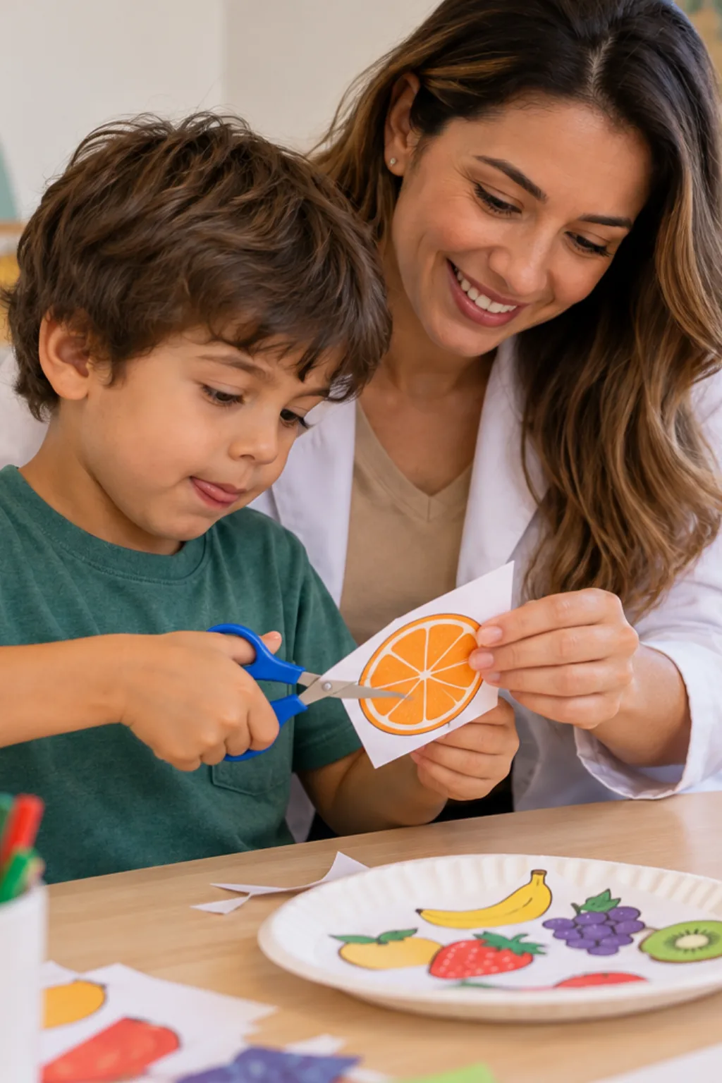desenhos de frutas para colorir e recortar — exemplo criado na Desenhos pra Colorir