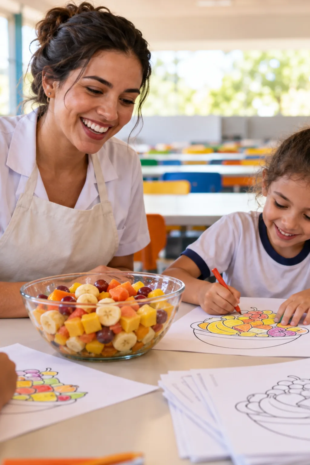 desenho de salada de frutas para colorir — exemplo criado na Desenhos pra Colorir