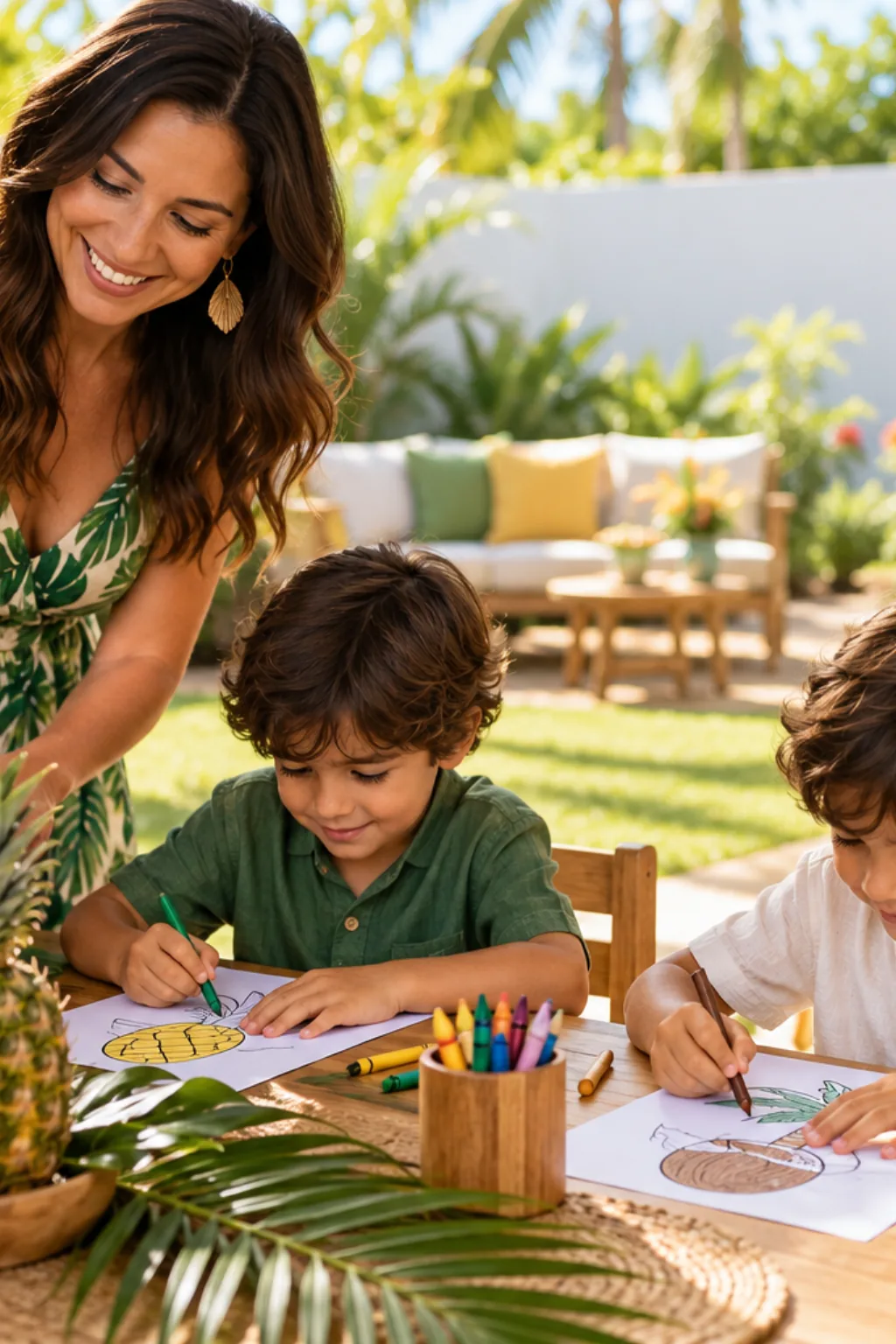 desenhos de frutas tropicais para colorir — exemplo criado na Desenhos pra Colorir