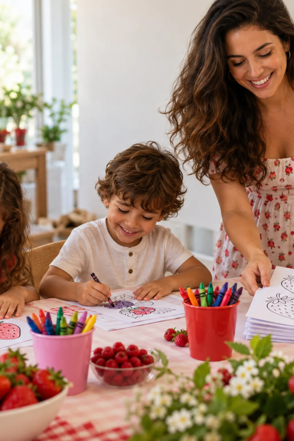 desenho de frutas vermelhas para colorir — exemplo criado na Desenhos pra Colorir