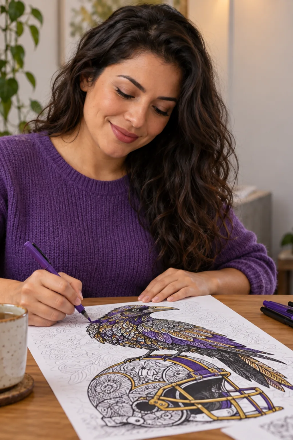 desenhos do Baltimore Ravens para colorir — exemplo criado na Desenhos pra Colorir
