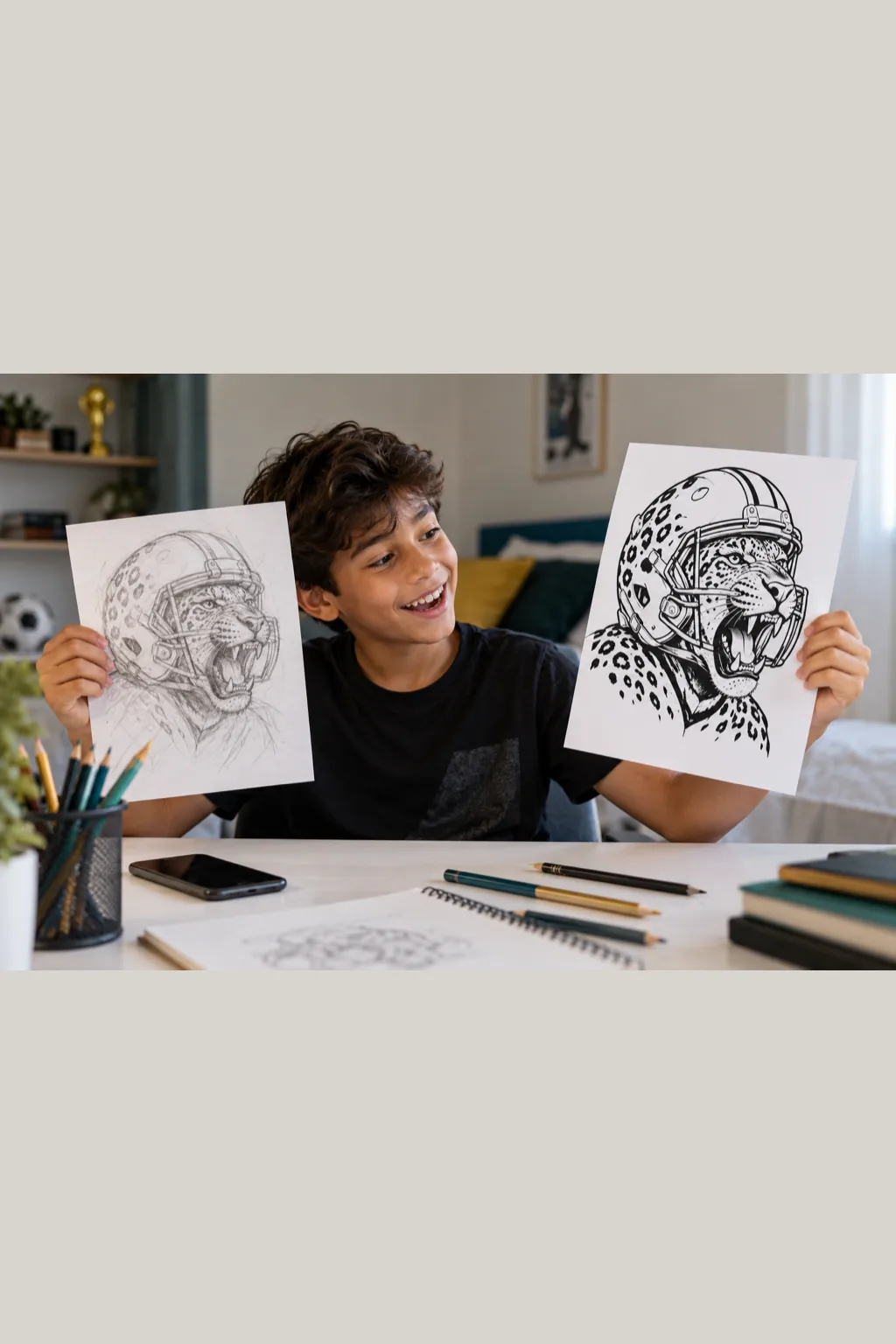 desenhos do Jacksonville Jaguars para colorir — exemplo criado na Desenhos pra Colorir