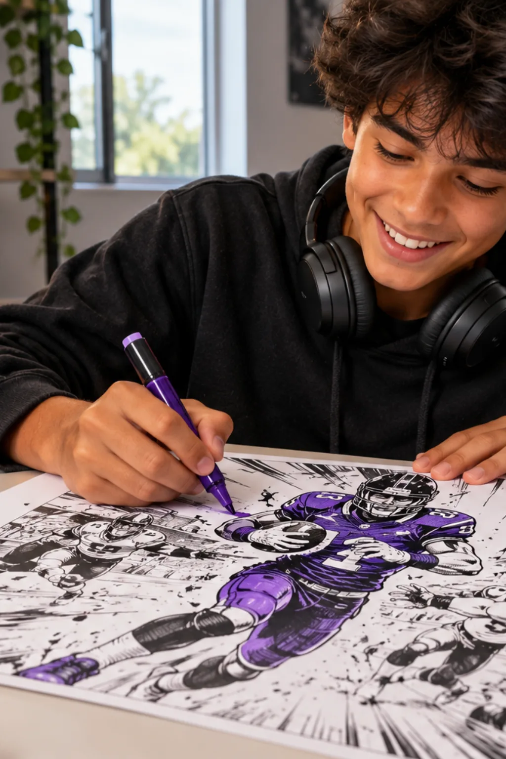 desenhos do Lamar Jackson para colorir — exemplo criado na Desenhos pra Colorir