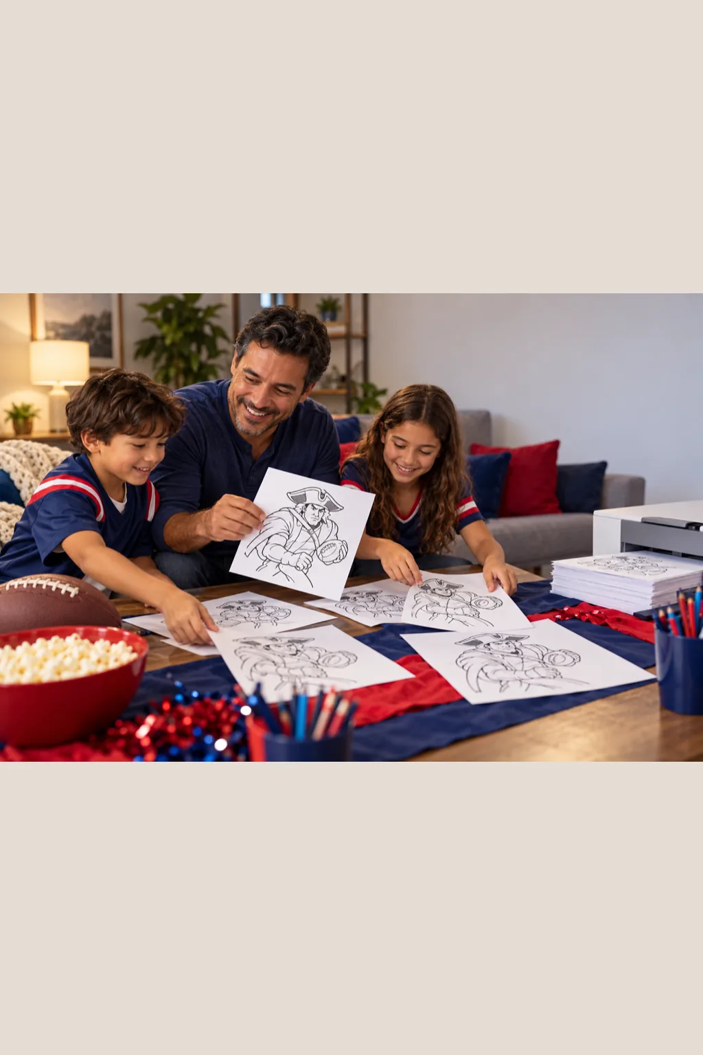 desenhos do logo do New England Patriots para colorir — exemplo criado na Desenhos pra Colorir