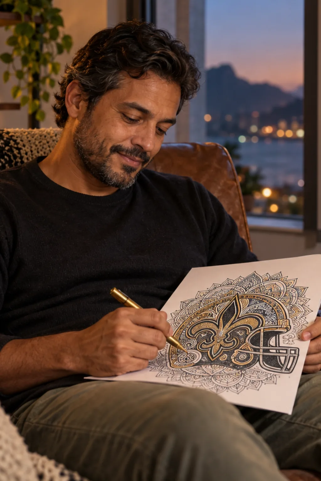 desenhos do New Orleans Saints para colorir — exemplo criado na Desenhos pra Colorir