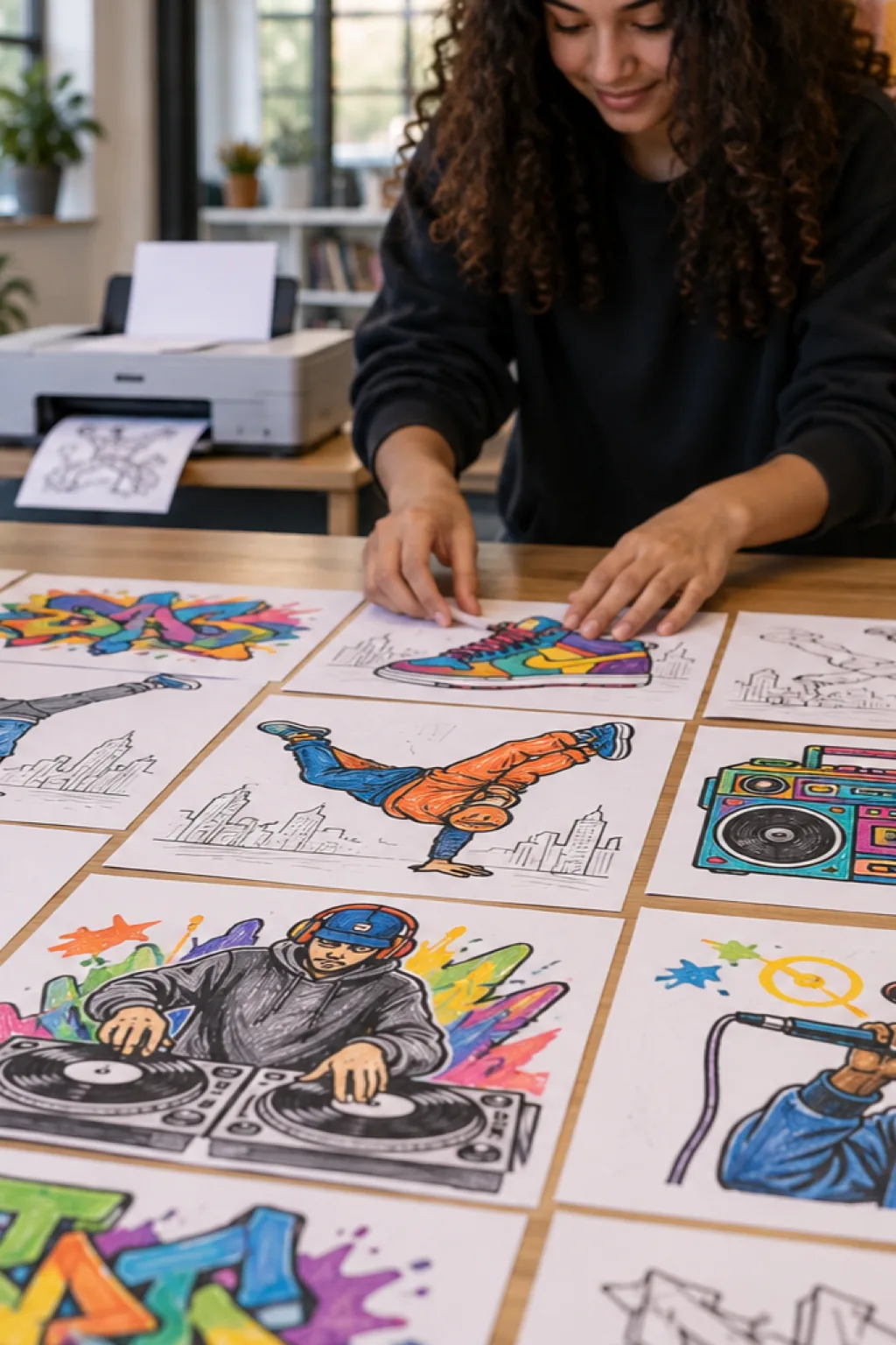 Desenhos de Hip Hop para Colorir - Depois