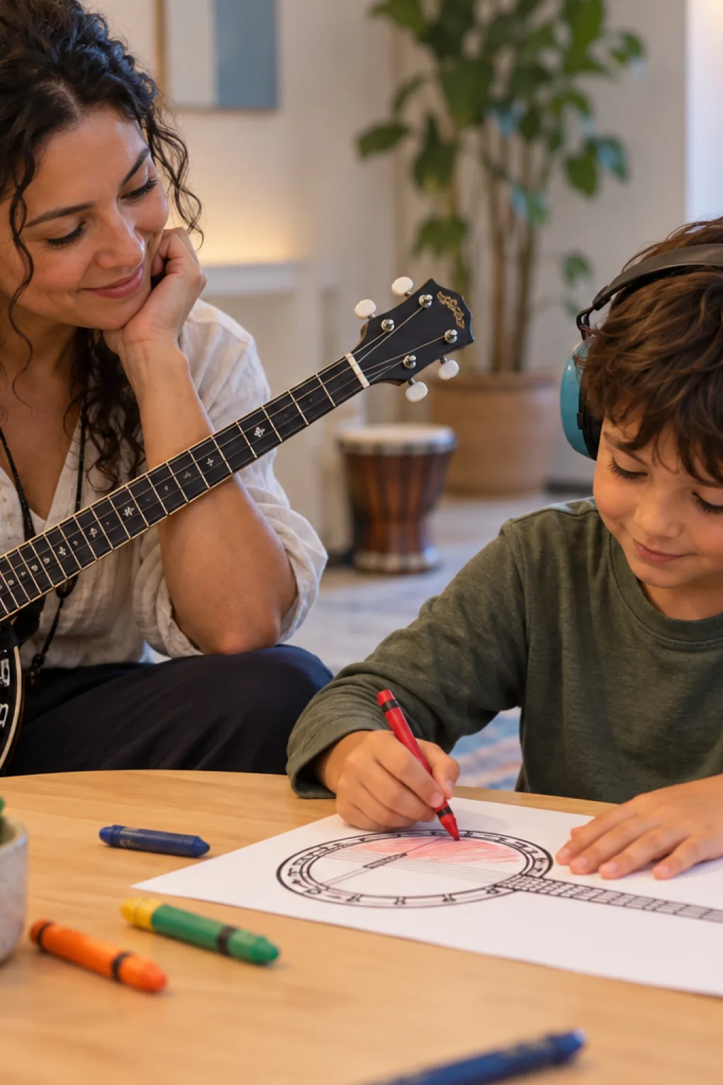 desenhos de banjo para colorir — exemplo criado na Desenhos pra Colorir