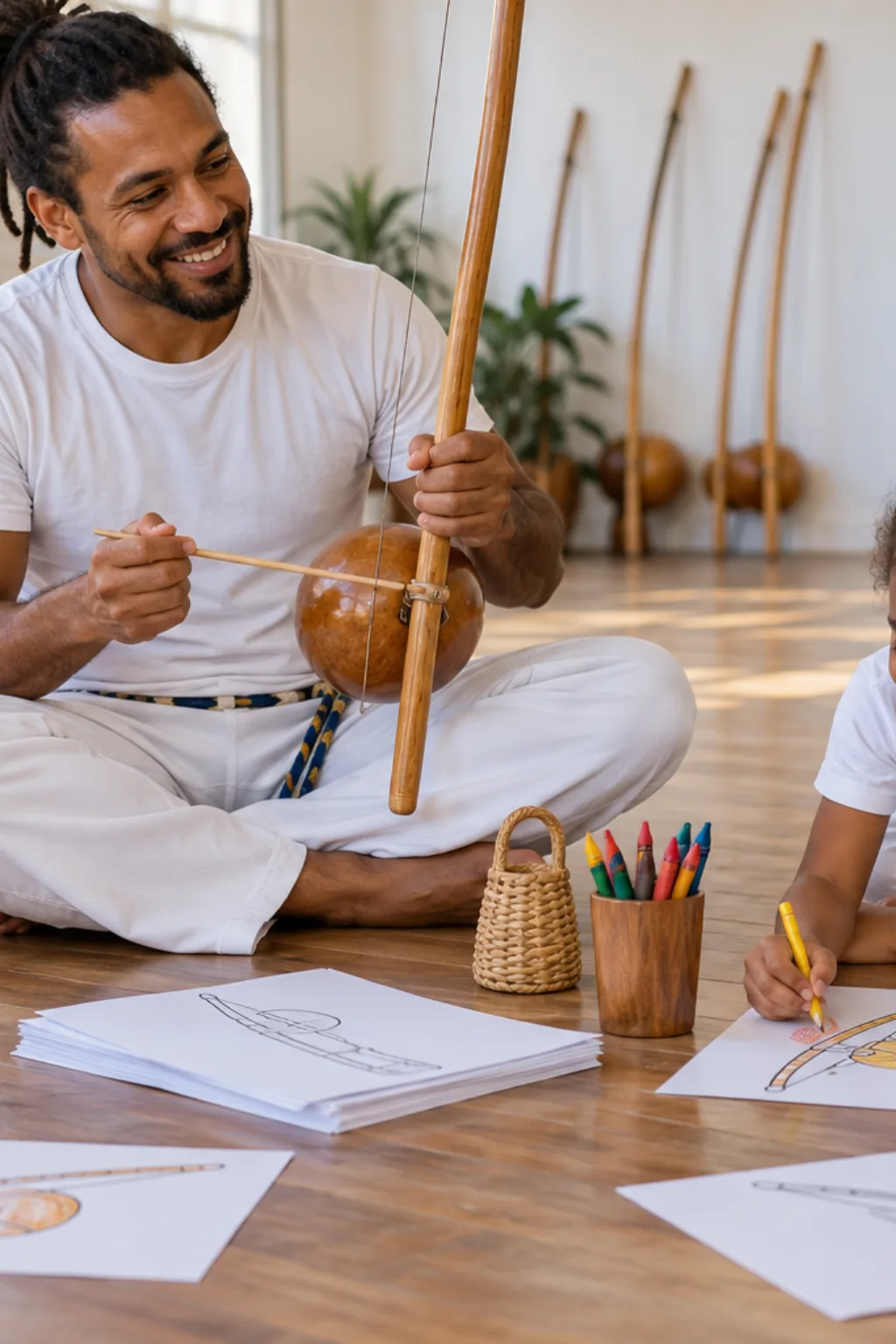 desenhos de berimbau para colorir — exemplo criado na Desenhos pra Colorir