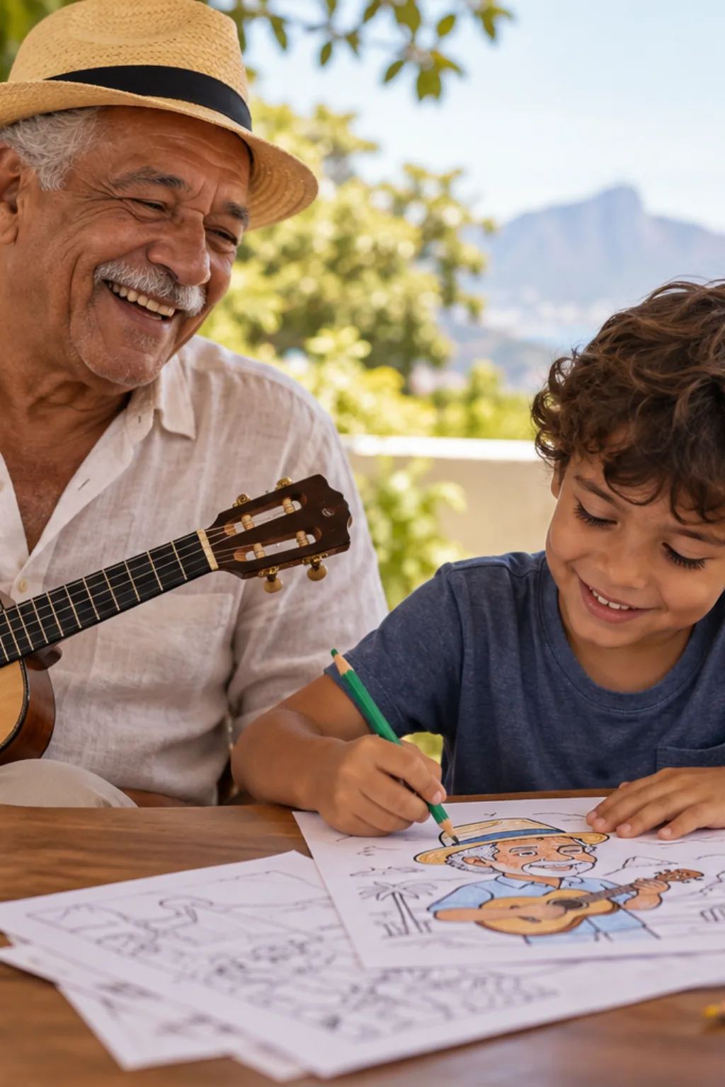 desenhos de cavaquinho para colorir — exemplo criado na Desenhos pra Colorir