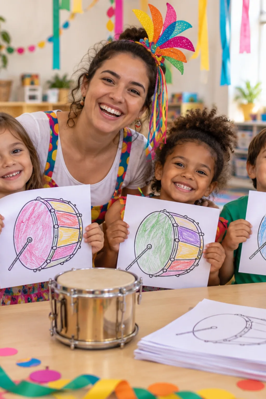 desenhos de cuíca para colorir — exemplo criado na Desenhos pra Colorir