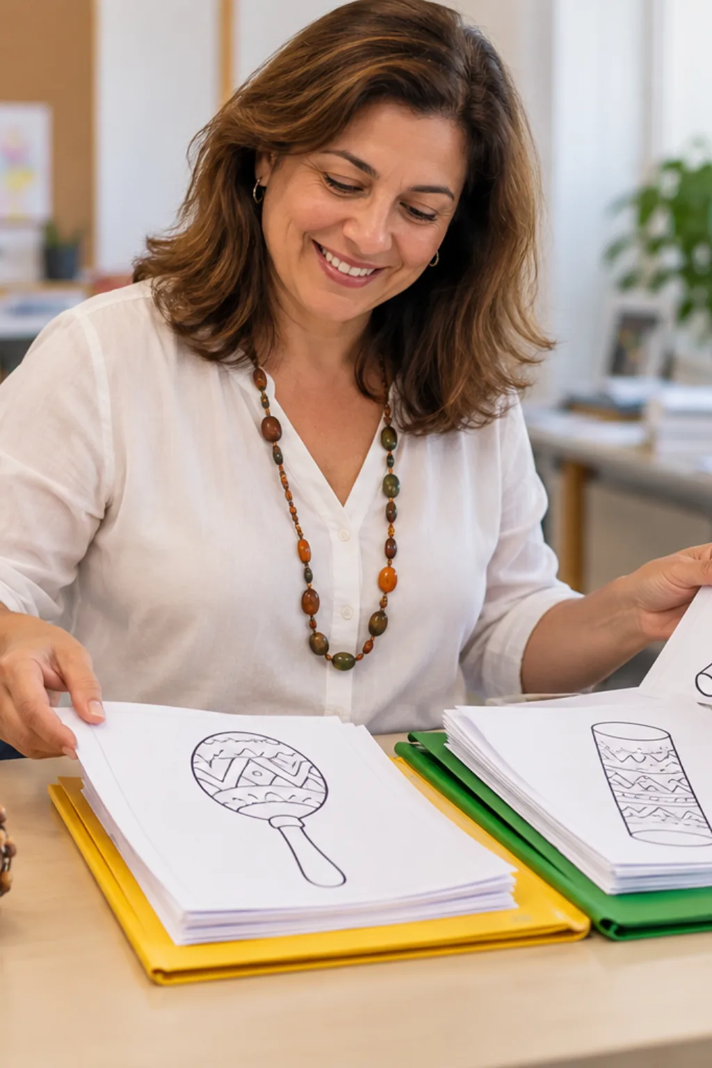 desenhos de instrumentos musicais indígenas para colorir — exemplo criado na Desenhos pra Colorir