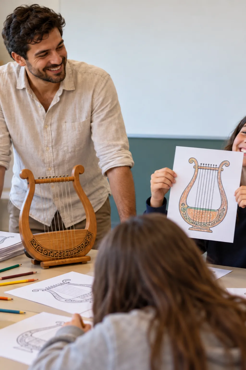 desenhos de lira musical para colorir — exemplo criado na Desenhos pra Colorir